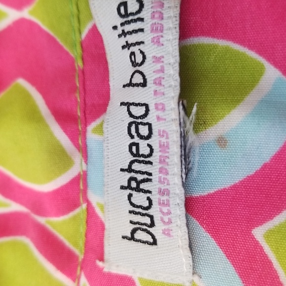 Buckhead Betties women's 1/2 button Geometric Flourescent Blouse No Size Tag - Picture 3 of 4